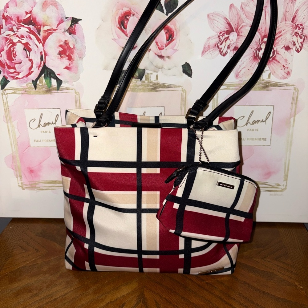 Nine & Co. Red and Cream Plaid Shoulder Bag